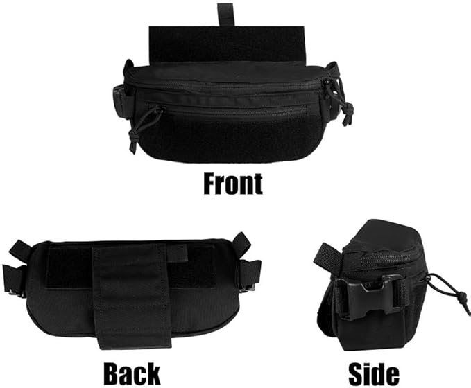Tactical Drop Dangler Pouch Abdominal Carrying Pouch with Hook and Loop Panel Utility Tool Dangler Organizer Pouch for Chest Rig Vest