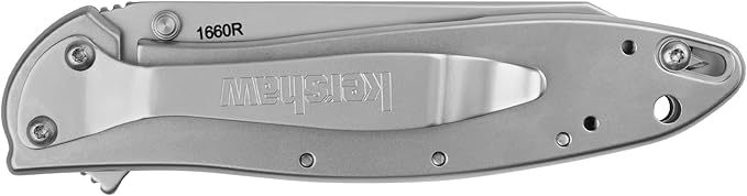 Kershaw Leek BlackWash Pocket Knife (1660BLKW) 3 Sandvik 14C28N Steel Blade 410 Stainless Steel Handle BlackWash Finish SpeedSafe Assisted Open Frame and Tip Locks Reversible Pocketclip 3 OZ