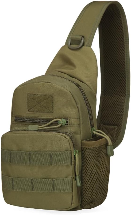 Outdoor Tactical Bag Backpack Military Sport Bag Pack Sling Shoulder Backpack Water bottle hanging bag (Military Green)