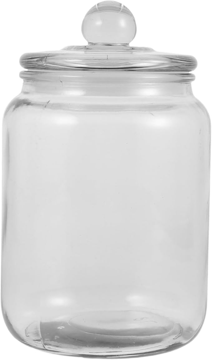 Glass Laundry Bead Storage Jar Airtight Container for Laundry Organization Glass Holder Lid for Powders and Household Items Stylish and Functional Design