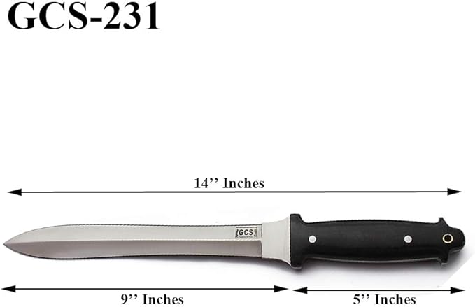 GCS Handmade Survival Tactical Hunting Black G10 Handle with Brown Leather Right or Left Hand Horizontal Fixed Blade Knife Sheath &amp Sharpening Stone GCS231
