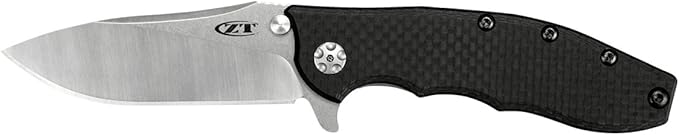 Zero Tolerance 0562CF Hinderer Slicer Folding Knife 3.5” CPM-20CV Stonewashed and Satin Steel Blade Carbon Fiber Front Handle KVT Ball-Bearing Opening Frame Lock and Reversible Pocketclip 5.5 OZ…