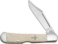 Case XX WR Pocket Knife Smooth Natural Bone Mini Copperlock W/Cross Shield Item #22594 - (61749L SS) - Length Closed: 3 5/8 Inches