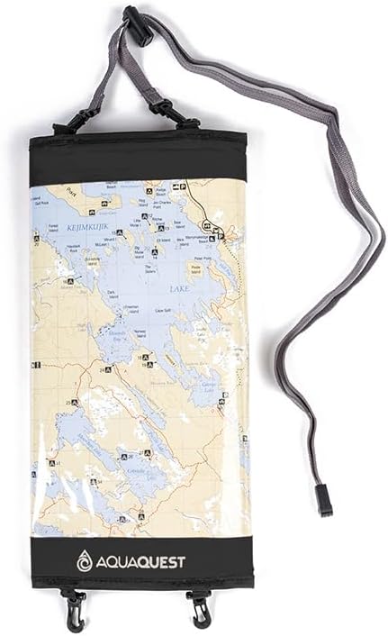 AquaQuest Trail Map Case - 100% Waterproof Document Dry Bag Holder with Clear Window &amp Lanyard - Black Yellow Orange Blue or Green