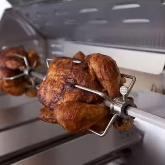 Spire 36 in. Stainless Steel Rotisserie Chicken Grilling Kit with Motor 1/2 in. Rod 4 Forks and Hardware Outdoor Cooking &amp Grills BBQ Grills Fits up to 36 Fireboxes 790-0006B