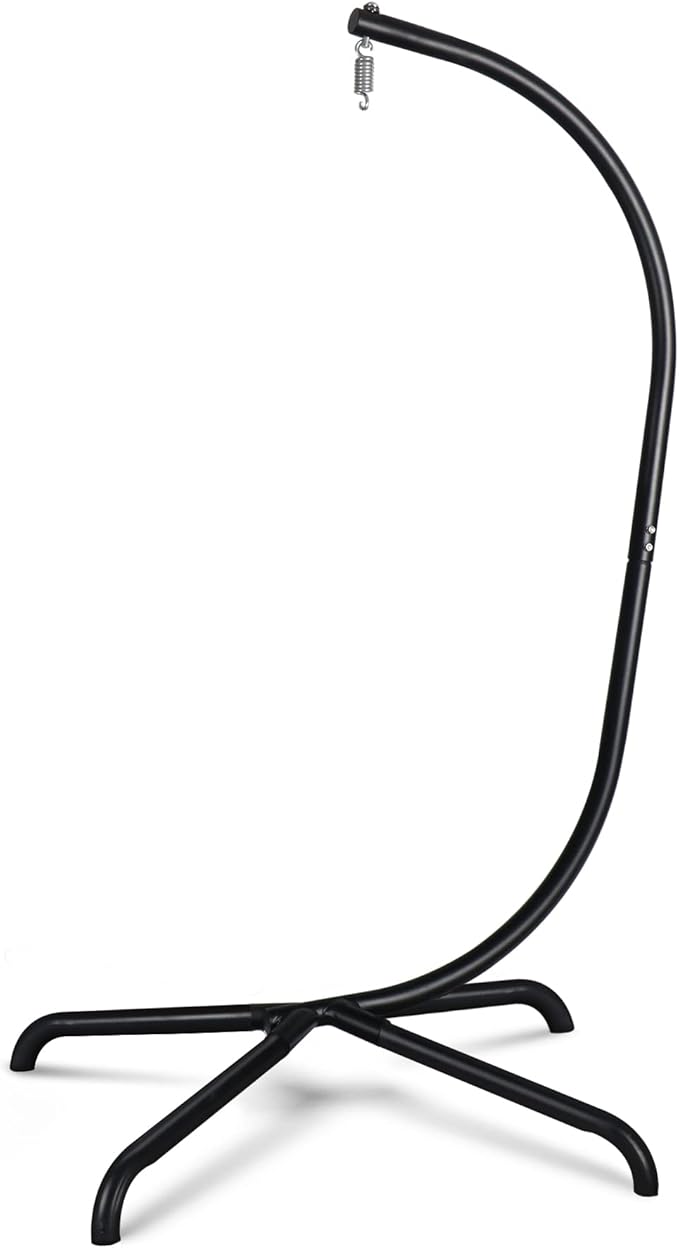 Chihee Hanging Egg Chair StandStrong Iron Hammock Chairs Frame with Spring Hook Stable BaseHeavy Duty Swing Chair Stands 330 lbsC Stand for Hanging Seat Indoor Outdoor Bedroom Patio Garden Balcony
