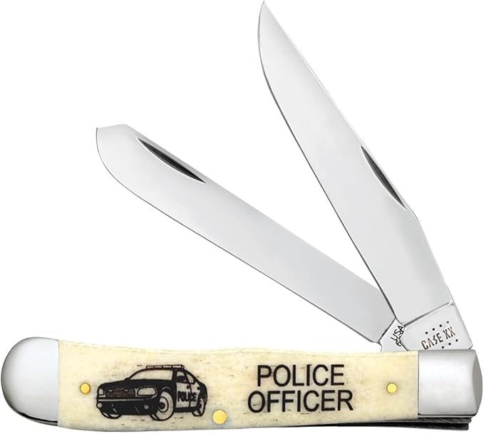 Case XX WR POCKET KNIFE POLICE OFFICER NATURAL SMOOTH BONE TRAPPER 4 1/8 INCHES CLOSED ITEM #1067667