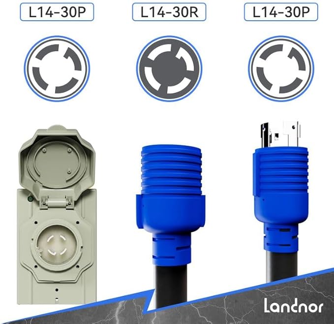 50AMP 25Feet Generator Cord with Pre-drilled Power Inlet Box 50 Amp 4 Prong 125V/250V NEMA 14-50P Male to SS2-50R STW 6/3+8/1 AWG Twist Locking with Inlet Box for Generator to House UL&ampETL Lis