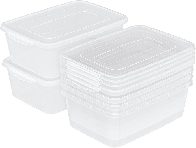 16 Quart Clear Plastic Storage Box Plastic Storage Latching Bin With Lid 6 Packs