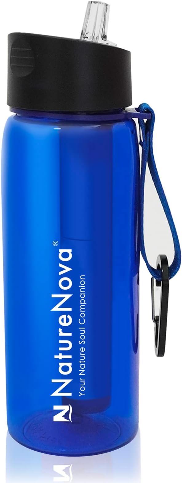 Water Filter Bottle with 4-Stage Integrated Filter Straw BPA Free for Camping Hiking Backpacking Emergency and Travel Black 650ml