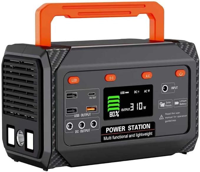300W Portable Power Station270Wh Camping Lithum Battery Solar Generator with 2 AC Output USB-C PD 45W Quick Charge Battery Pack for Home Use Camping Travel Emergency Hunting