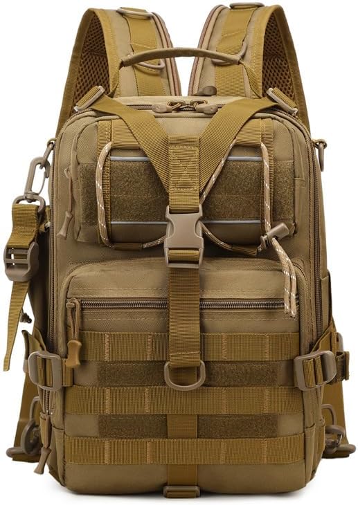 Tactical Backpack Military Molle Hiking 36-55L Outdoor mountaineering bag trekking touring fishing brown