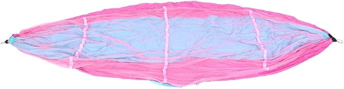 260x140cm Lightweight Outdoor Mosquitoes Net Hammock Camping Swing with Rollover Prevention(260cm-Pink and Sky Blue)