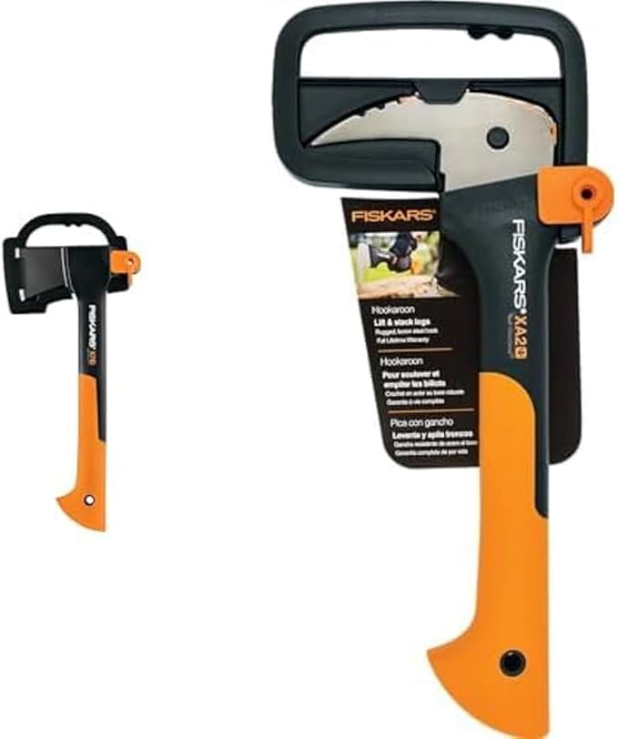 Fiskars Wood Prep Set: X7 Hatchet and 12-Inch Hookaroon – Essential Tools for Firewood Wood Splitting Logging and Outdoor Projects