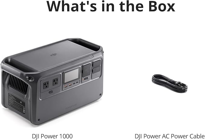 DJI Power 1000 Portable Power Station 1024Wh LiFePO4 Battery 2200W (Peak 2600W) AC/140W USB-C Output 23db Ultra-Silent Solar Generator For Home Backup Camping (Solar Panel Optional)