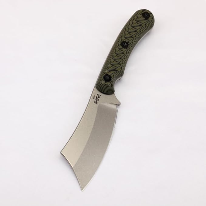 Portable Knife 7.7 inch DC53 Fixed Blade Outdoor Camping Portable Straight Knife with Kydex Sheath Available in Black and White (Green handle white blade)