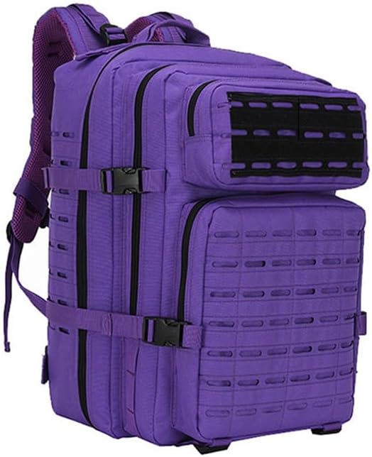 Outdoor Sports Pack Hiking Bag Tactical Rucksack Camo Knapsack Combat Camouflage Tactical 47L Molle Backpack - Purple