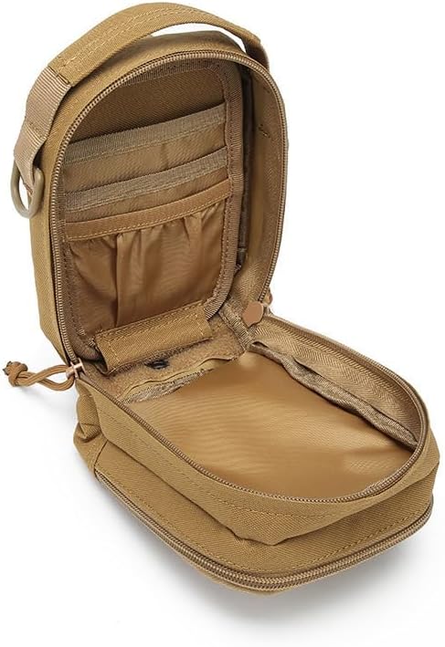 Outdoor Sports Gear Molle Assault Combat Hiking Pack Accessory Camouflage Kit Pouch Tactical Small Sling Bag- Tan