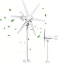 800W Horizontal Wind Turbine Generator 12V 24V Output 6 Blade Nylon 3 Phase AC Generator Built In Controller for Home Yard Farm RV Off Grid Use 1.0m/s Low Wind Start Power White
