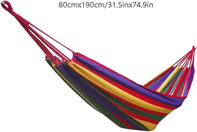 Portable Hammock Portable Swing Bed Double Hammock Cotton Fabric Travel Camping Hammocks for Outdoor Beach Garden Backyard for Backpacking Beach (Color : Rojo)