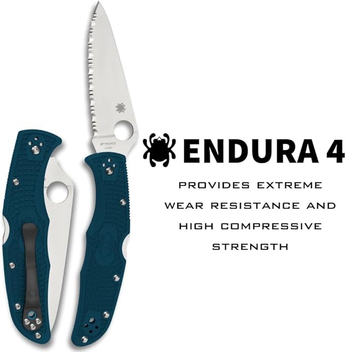 Spyderco Endura 4 Folding Pocket Knife with 3.8 K390 Steel Blade and FRN Handle - EDC Knife for Men and Women Perfect for Hunting Tactical Camping Survival Hiking - SpyderEdge - C10FSK390