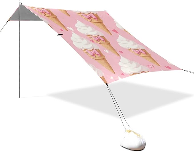 ALAZA Bow Ice Cream Pattern Beach Tent Sun Shelter Portable Canopy Sunshade for Outdoor Camping Picnics Backyard Fun 10x9 ft