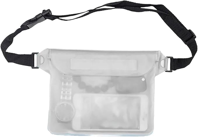 Waterproof Dry Bag Waterproof Swimming Diving Bag PVC Beach Drifting Diving Waist Pack Shoulder Bag Underwater Mobile Phone Case Outdoor Dry Bag for SwimmingBoating(White)