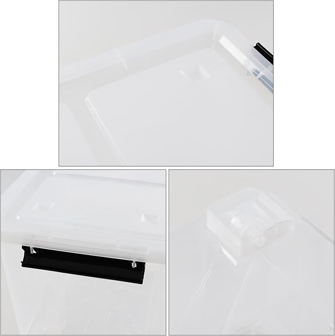 4-Pack 35 Quart Plastic Storage Bin with Secure Lid and Latching Buckles Stackable Wheeled Container Box