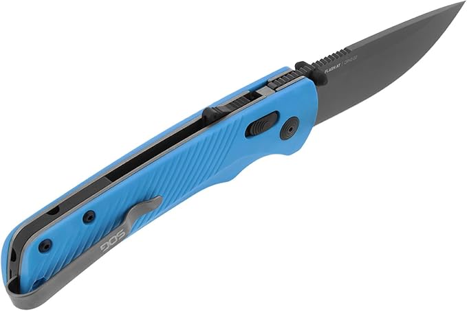 SOG Flash AT Daily Carry Ambidextrous Straight Pocket Folding Knives Ergonomic Handle &amp Deep-Carry Clip D2 Steel Blade