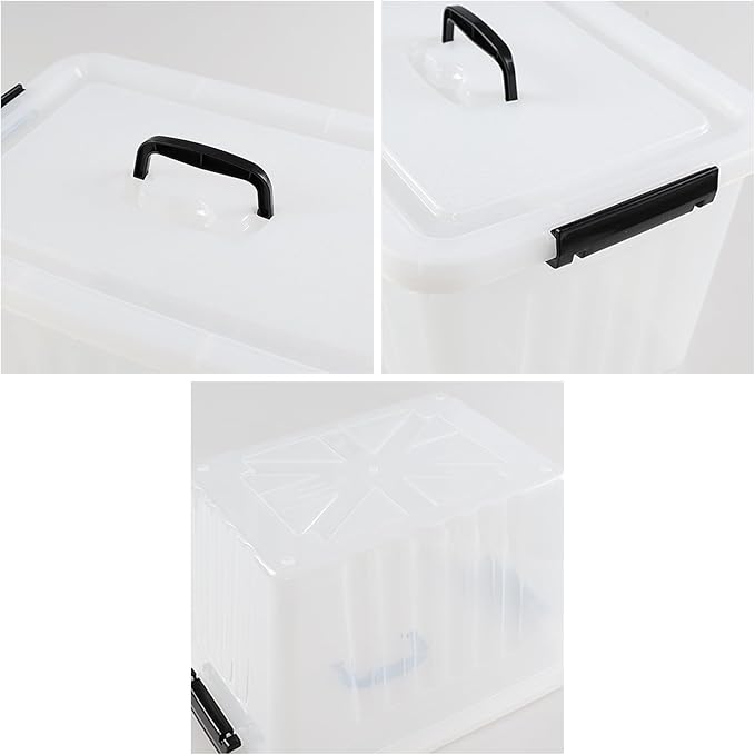 Asking 18 L Clear Plastic Storage Box with Handle 4-Pack