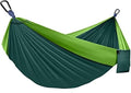 Double Camping Hammock Portable Indoor Outdoor Tree Hammock with 2 Hanging StrapsLightweight Nylon Parachute Hammocks for Backpacking Travel(Black/Green)