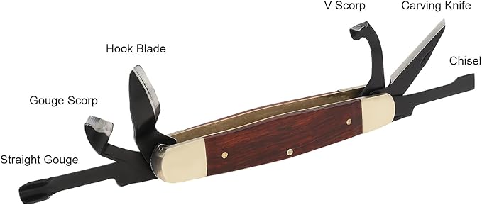 Carvin' 6in Traditional Folding Whittling Knife Wood Carving tools with 1.5in Detail Blade Sawcut Handle Nickel Silver Bolsters &amp Convenient Size for Carving Camping EDC Woodworking Outdoor