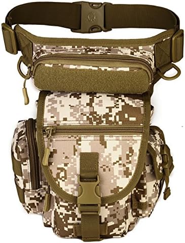 Unistrengh Multi-Purpose Military Tactical Drop Leg Sling Bag Walking Man Tool Thigh Waist Belt Pack Paintball Airsoft Motorcycle Riding Camera EDC Pouch (Desert Camo)