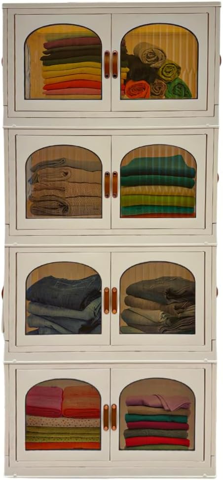 120QT Stackable Storage Bins with Lids and Wheels - Collapsible Folding Organizer 4 Pack for Closet Large Blanket and Clothes Storage at Home Garage and Office Organization