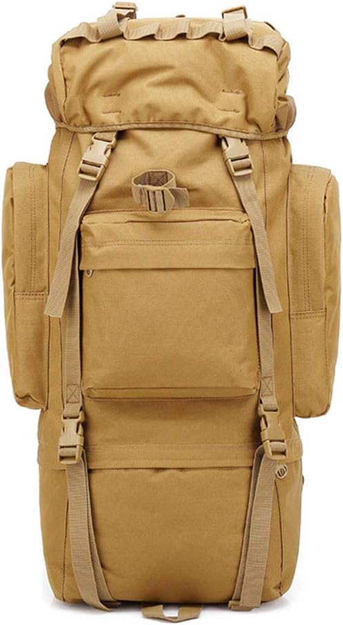 Outdoor Sports Pack Hiking Bag Tactical Rucksack Camo Knapsack Combat Camouflage Tactical Molle 65L Backpack - Tan