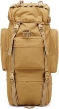 Outdoor Sports Pack Hiking Bag Tactical Rucksack Camo Knapsack Combat Camouflage Tactical Molle 65L Backpack - Tan
