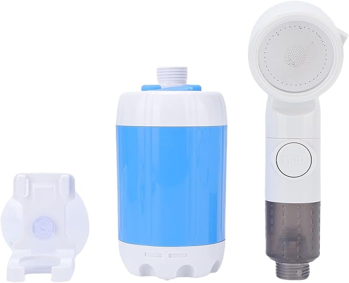 Brrnoo Portable Camping Shower Rechargeable Outdoor Shower Pump with 4000mAh Battery 7.4V 15W Power for Camping Hiking Travel Car Washing Pet Cleaning (Blue)