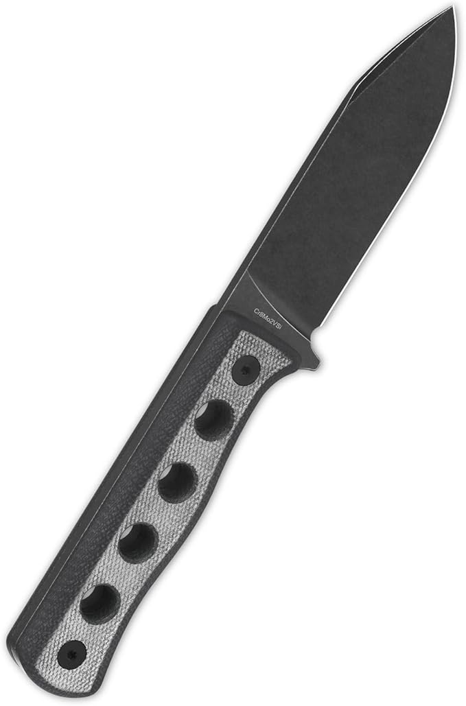 QSP Canary Fixed Blade Knife 4.25 DC53 Black Stonewash Blade Hunting Knives with Kydex Sheath Black Micarta Handle EDC Knife for Camping Outdoor Hiking Survival