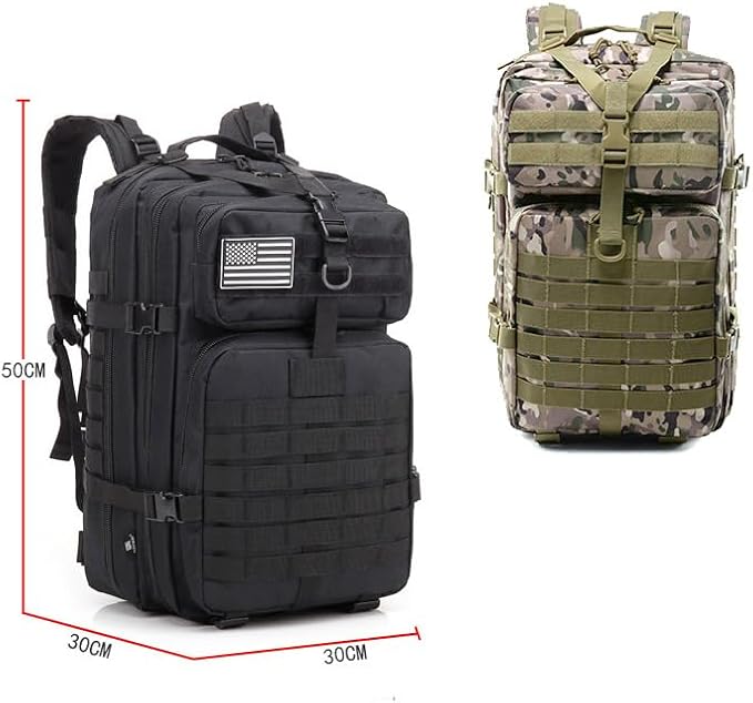 Outdoor Sports Pack Hiking Bag Tactical Rucksack Camo Knapsack Combat Camouflage Tactical 45L Molle Backpack -A-Tacs FG