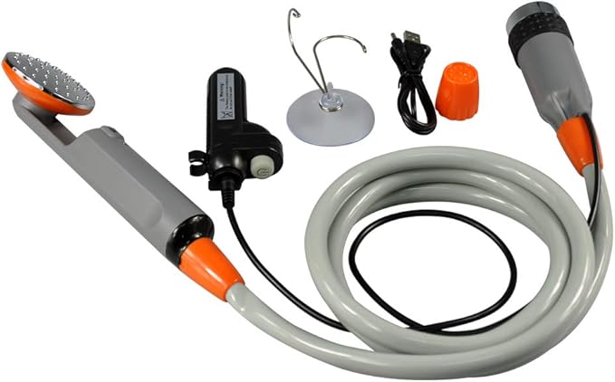 Moonight Portable Camping Shower Battery Powered Helio Pressure Shower for Outdoors Camping Pet Cleaning Car Washing Plants Watering Battery Powered Pump Watering System