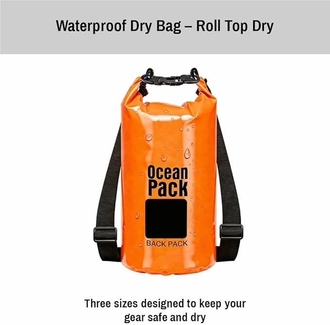 Waterproof Dry Bag Set of 3 (15L 20L 30L) - PVC Roll Top Dry Bags Waterproof - Backpack for Kayaking Camping Beach &amp Travel (Red Light Green Orange)