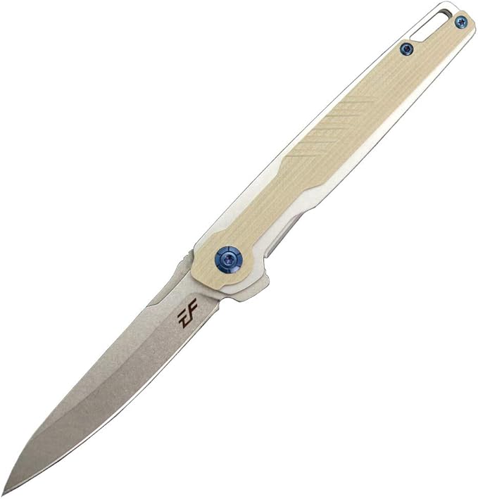 Eafengrow EF942 EDC Folding Knife D2 Steel Blade Titanium Plating &amp G10 HandlePocket Clip with Frame Lock EDC Pocket Knife for Camping Hiking Survival Outdoor(Desert)