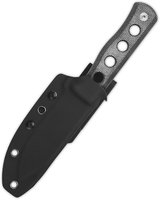 QSP Canary Fixed Blade Knife 4.25 DC53 Stonewash Blade Hunting Knives with Kydex Sheath Black Micarta Handle EDC Knife for Camping Outdoor Hiking Survival