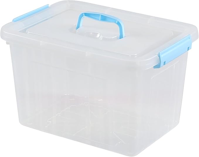 12 Quart Plastic Bin with Handles Clear Latching Storage Box 1 Pack