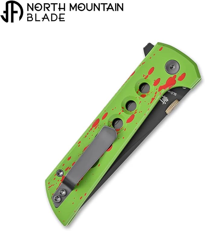 Manual Folding Pocket Knife for Men - SLD-Magic 3-Layer San Mai Steel - 3.5 DLC Coated Modified Tanto Blade - Lightweight Aluminum Handle with Secure Button Lock - Precision EDC Utility Tool for Outd