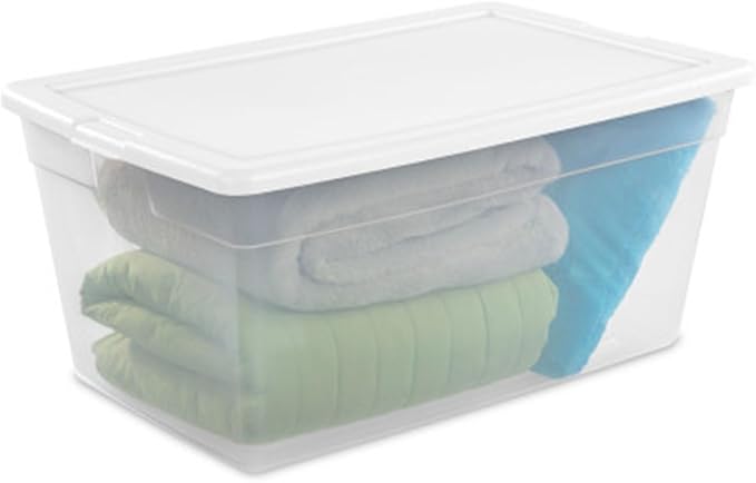 Sterilite 8-Pack 90 Quart Storage Box Stackable Clear Plastic Bins with Snap-On Lids - Heavy-Duty Organizing Containers for Closet Bathroom and Office