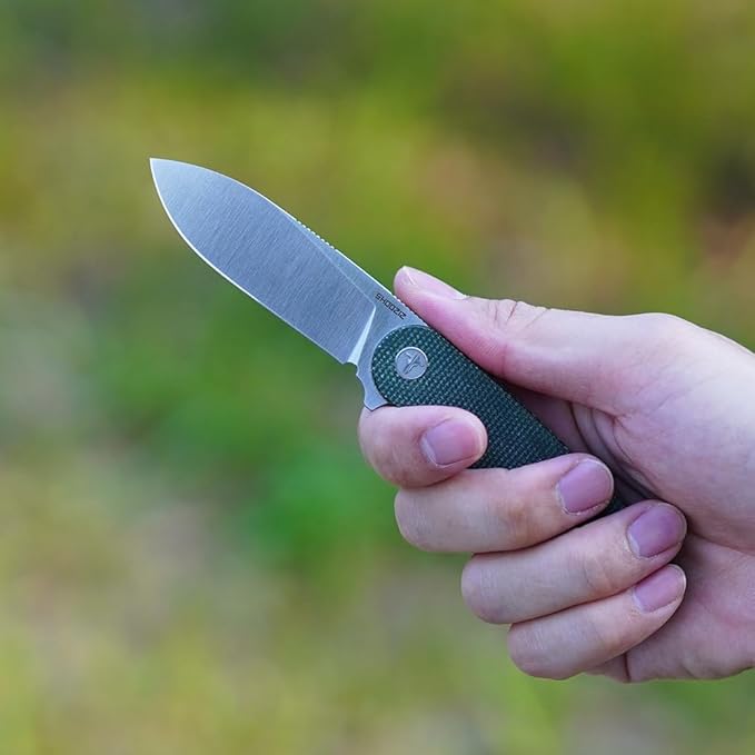 Small EDC Folding Pocket Knife for Man - 2.59 D2 Steel Satin BladeMini Micarta Handle with ClipClassic Design for Outdoor Camping Hiking &amp Everyday Carry.Han309-GMS