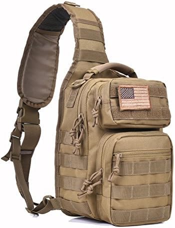 REEBOW GEAR Tactical Sling Bag Pack Military Rover Shoulder Sling Backpack Molle Assault Range Bag Everyday Carry Diaper Bag Day Pack Small Tan