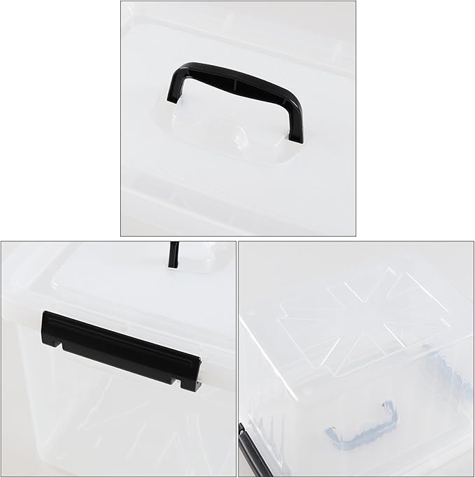 10 Quart Clear Plastic Storage Boxes with Handle 4-Pack Clear Plastic Storage Bins with Lids