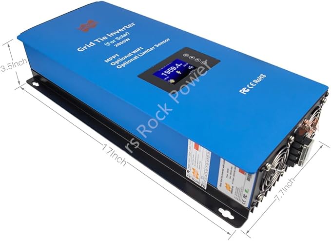 Marsrock Solar 2000W Grid Tie Inverter with Power Limiter LCD Dispay Converts Solar 45-90V DC Input to 240V AC Output Perfectly Suitable for US Standard 2 Phase Grid